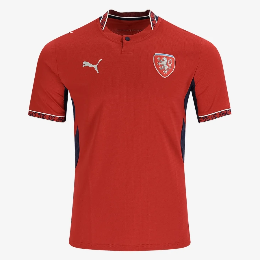 Rich red · silver detailing · the two-tailed lion