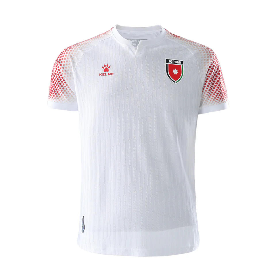 Clean white · red kufiya diamond sleeves · debut pride