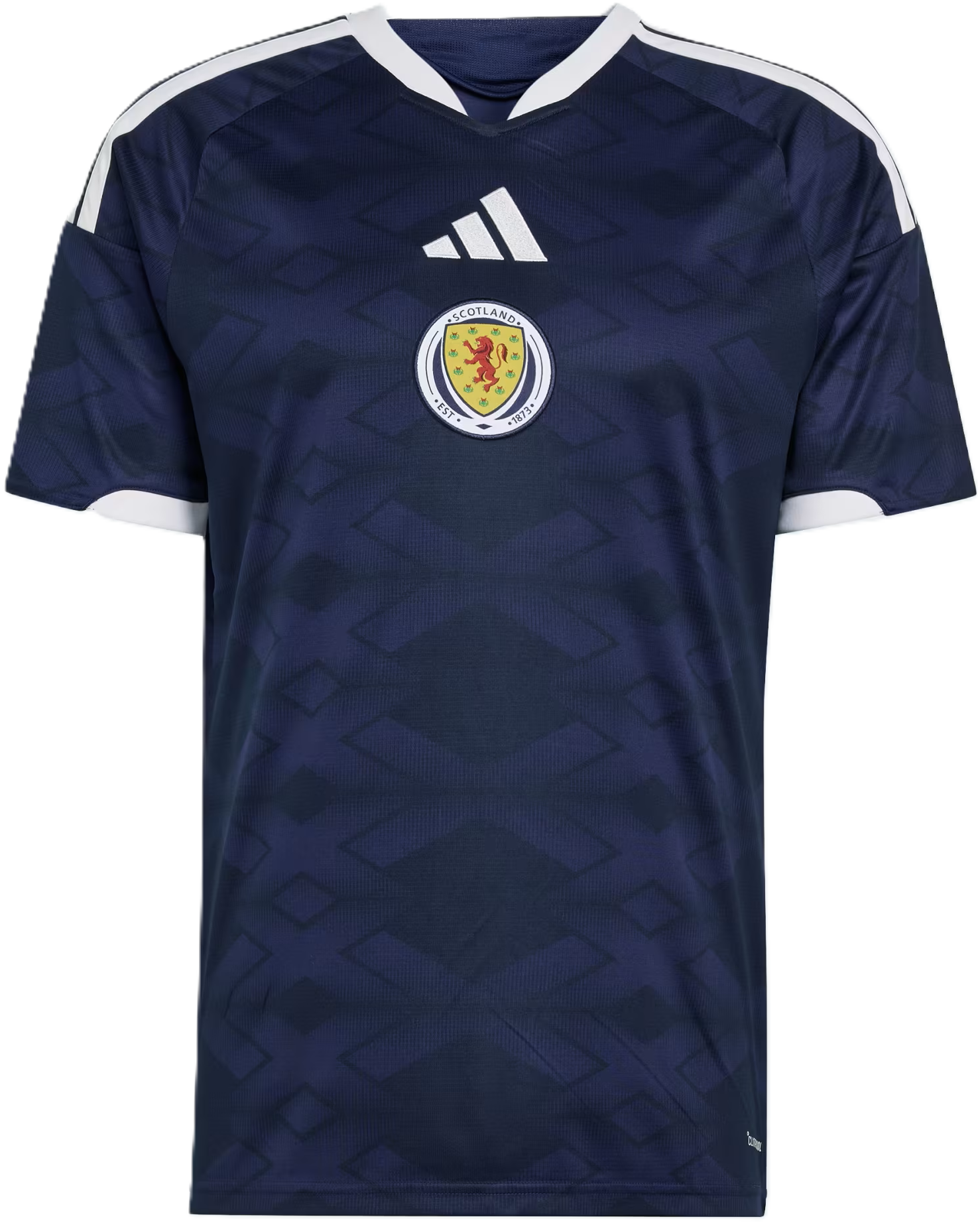 Deep navy · embossed Saltire · retro crest